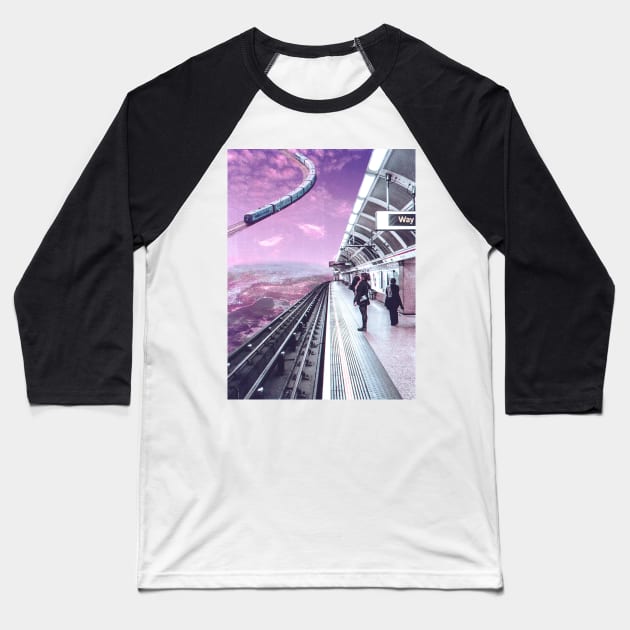 Sky Train - Space Aesthetic, Retro Futurism, Sci Fi Baseball T-Shirt by jessgaspar